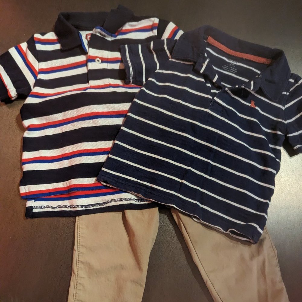 Khaki & Stripes Navy Blue Polo Bundle
